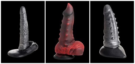 three monstrous alien dildos